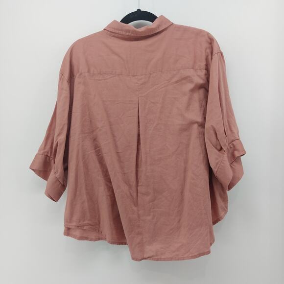 Athleta Mauve Pink Blouse Button Up Size Medium - Picture 2 of 12